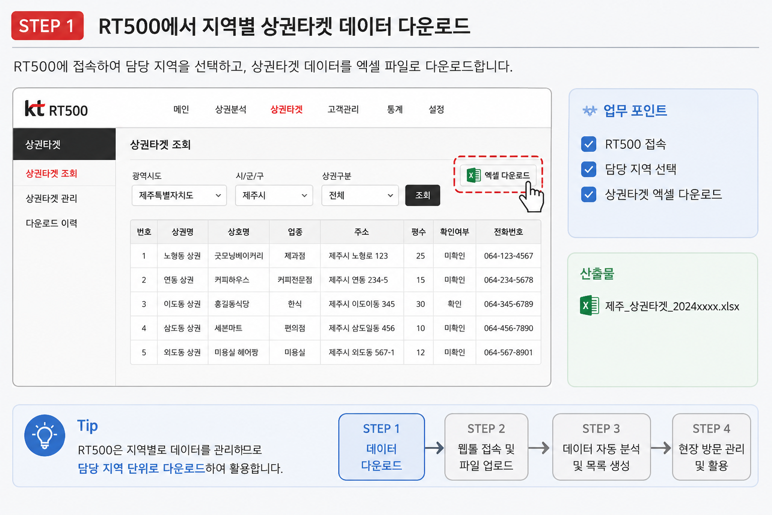 STEP1 RT500 데이터 다운로드